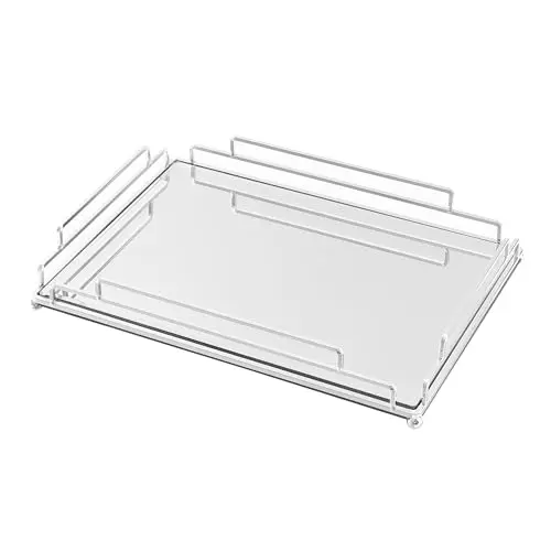 Tieson Mirror Tray Contemporary Silver Dresser Perfume Tray Bathroom Dresser Bedroom (Silver)