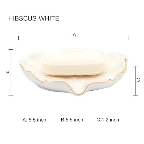 Elegant Bathroom Soap Dish, Inspired by Nature Hibiscus Flower, Ceramic Soap Dish Holder, Self-Draining and Multiple Styles for Bathroom Kitchen Accessories 7