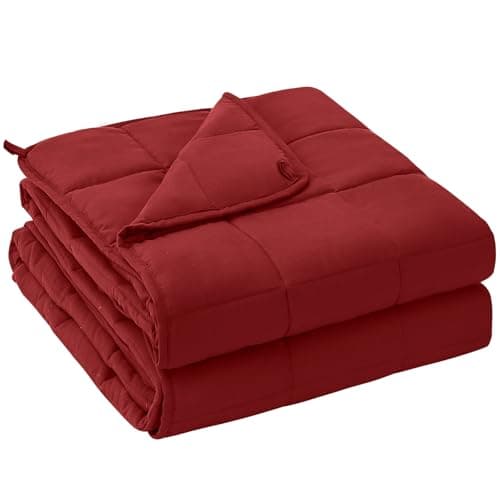 yescool Weighted Blanket for Adults (15 lbs, 60" x 80", Red) Cooling Heavy Blanket for Sleeping Perfect for 140-160 lbs, Queen Size Breathable Blanket with Premium Glass Bead, Machine Washable