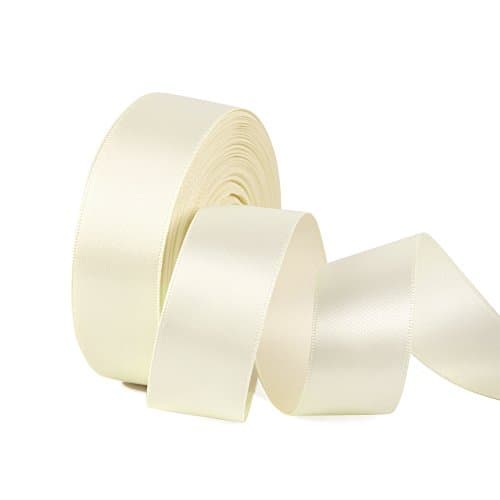 Double Face Satin Ribbon 1" Wide x 20 Yards for Party Wedding Home Decoration Handmade Craft (810 Ivory)