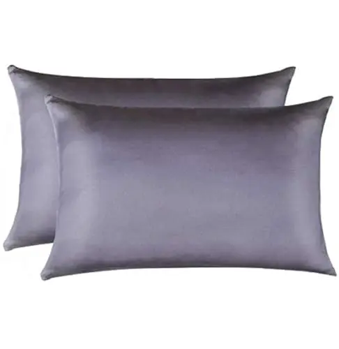 Jocoku 100% Mulberry Silk Pillowcases Set of 2 for Hair and Skin and Super Soft and Breathable Queen Size Nature Silk Pillowcases (Queen, Gray)