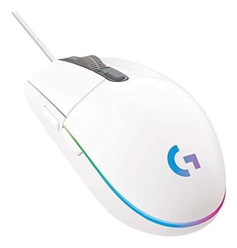 Logitech G203 Lightsync Gaming Mouse with Customizable RGB Lighting, 6 Programmable Buttons, Gaming Grade Sensor, 8k DPI Tracking, Light Weight (White) (Renewed)