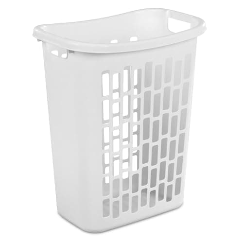 Slim Rectangular Laundry Hamper, Open Top Plastic Basket for Small Spaces, Modern style, sturdy and durable, White 9
