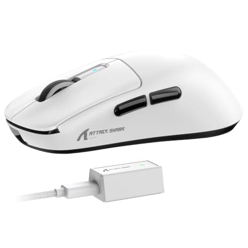 ATTACK SHARK R6 Gaming Mouse Wireless 2.4Ghz/Bluetooth/Type-C, PAW3950Max, 8K Polling Rate, 50 to 42,000 DPl Adjustable, Nordic 52480, 39g Super-lightweight Optical Mouse, for PC/Mac/Linux/Xbox-White