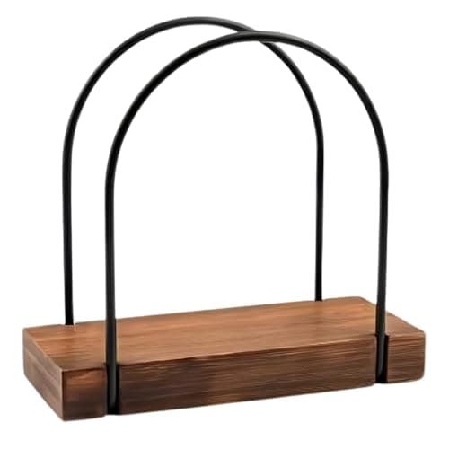 Modern Farmhouse Napkin Holder, Standing Vintage Napkin Holder, Steel And Wooden Base Kitchen & Dining, Room Decor Bamboo Iron Standing Napkin Dispenser, Rustic Wood,Acacia Wood Napkins Holder