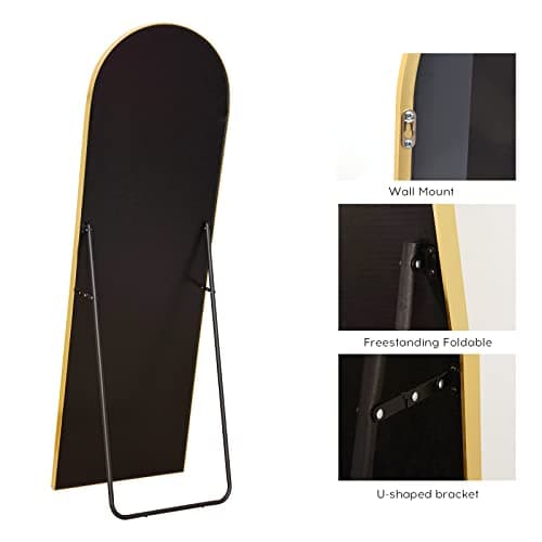 AyeWish Arched Mirror - 64"21", Aluminum Frame - Gold, Floor Standing or Wall Mounted 5