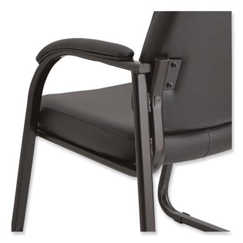 Alera Genaro Series Faux Leather Half-Back sled Base Guest Chair, 25" x 24.80" x 33.66", Black seat, Black Back, Black Base 8
