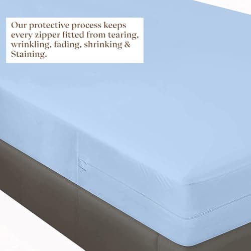 Zipper Fitted Sheet - RV King Size, 8 Inch Deep Pocket, Hotel Quality Brushed Microfiber Bottom Sheet, Soft Wrinkle-Free, Shrinkage and Fade Resistant, 1 Fitted Sheet Only (Light Blue) 6