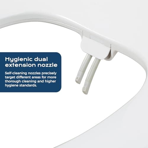 Clirass Bidet Toilet Seat, Soft Close Elongated Toilet Seat, Button control Feminine/Posterior Wash Switch, Knob Control Water Pressure,White Bidet Seat Attachment with Brass inlet Easy Installation 7