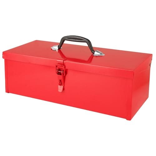 LOPYXBR 15 Inch Small Tool Box Red Tool Box Metal Tool Boxes with Metal Latch Closure & Handle 15x6x5 Inch Portable Tool Boxes Tool Storage Box