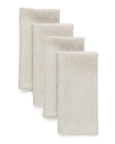 Solino Home Linen Cloth Napkins Set of 4-100% Pure Linen Light Natural Dinner Napkins 20 x 20 Inch for Spring, Easter, Mothers Day - Athena, Handcrafted and Machine Washable