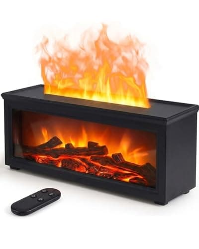 Essential Oil Diffuser, 7-Color Fireplace Fire Flame Aromatherapy Humidifier, 280ml Ultrasonic Aroma Diffuser Valentine's Day Gift with Time Sets and Remote Control for Bedroom Home Yoga Office