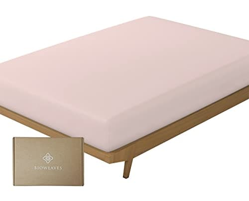BIOWEAVES 100% Organic Cotton 1 Twin Fitted Sheet Only | 300 Thread Count Sateen Weave GOTS Certified with Deep Pocket - Blush Pink