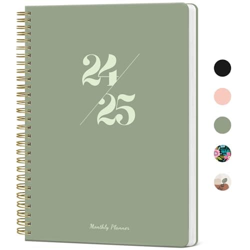 Monthly Planner 2024-2025, 2024 Calendar 18 Months Planner, JUL 2024 - DEC 2025, 7.4" x 9.6", 2024 Planner Spiral Bound, Perfect for School & Office - 24.7-25.12 - Green