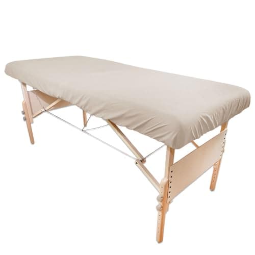 Body Linen Simplicity Poly Cotton Massage Table Fitted Sheets - 180 Thread Count. Roomy Fit for Tables 28-32 inches Wide, Soft and Durable. Available in White, Natural and Gray. (Natural 1 Pack)