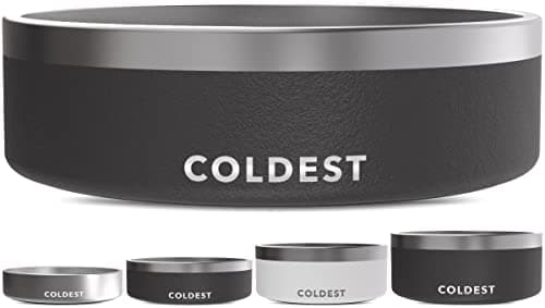 Coldest Dog Bowl - Anti Rust Metal, Non Slip, 3 Layers Insulated Stainless Steel Dog Bowls - Spill Proof & Heavy Duty - Water Bowl for Dogs, Cats & Pets, Dish Washer Safe (42 oz, Stealth Black)