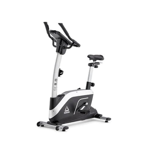 Reebok SL8.0 Exercise Bike, Indoor Upright Stationary Cycling, Cardio Exercise, bluetooth, 24 electronic resistance levels, 286 lbs Weight capacity, Plus 60 Day Free Kinomap Membership
