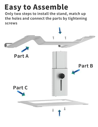 SOUNDANCE Adjustable Laptop Stand for Desk, Computer Stand, Ergonomic Laptop Riser Holder Compatible with 10 to 17.3 Inches Notebook PC Computer, Aluminum Silver 5