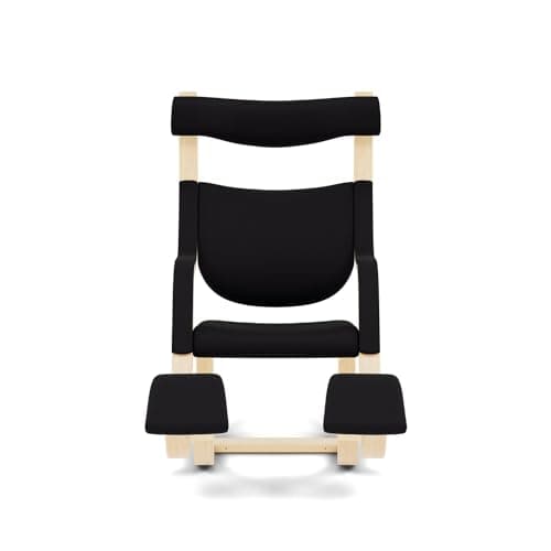 Varier Gravity Balans Recliner and Kneeling Chair Designed by Peter Opsvik, Relax Into Weightlessness, 10-Year Limited Warranty, Black Revive Fabric with Natural Ash Base 6