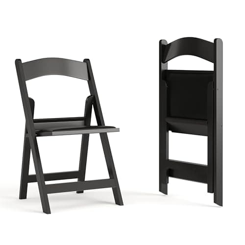 Flash Furniture Hercules Series Folding Chair - Black Resin - 2 Pack 800LB Weight Capacity Comfortable Event Chair - Light Weight Folding Chair