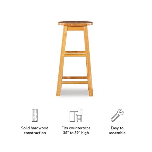 Linon Natural Barstool with Round Seat, 24-Inch 14