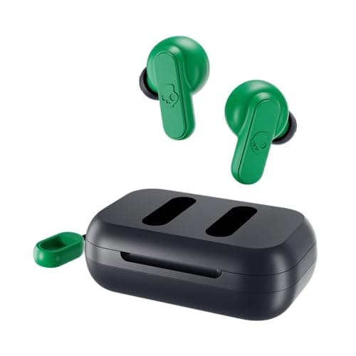Skullcandy Dime 2 Wireless Earbuds, Bluetooth Headphones, Noise Isolating Fit, Up to 12 Hours Battery, Microphone for iPhone Android, Easy Carry with Integrated Lanyard - Dark Blue/Green