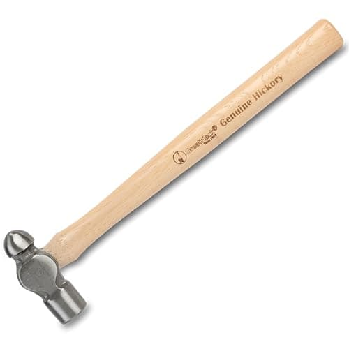 GreatNeck BP8 Ball Peen Hammer, 8 Oz Drop-Forged Steel Metalworking Tool With Precision-Balanced Authentic Hickory Wood Ball Peen Hammer Handle, For Riveting, Shaping, Bending Metal