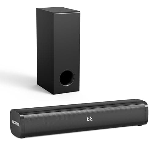 Wohome Sound Bar for Smart TV with Wired Subwoofer, 2.1 CH Small TV Soundbar Speakers, Support Bluetooth 5.3/ARC/Optical/AUX/USB Connectivity, S100 Pro, Black