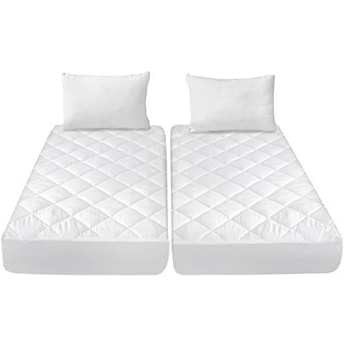 Split King Mattress Topper Protector Pad for Adjustable Bed Cover, Quilted, Breathable, Absorbent, Fitted Sheet Style, Machine Washable 6