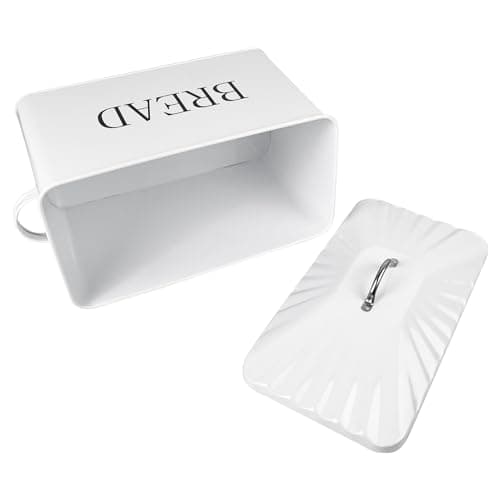 DreamsEden Large Bread Box, Metal Loaf Storage Container for Kitchen Countertop (White) 5