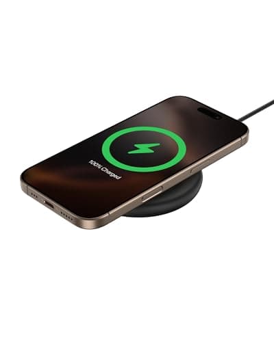 Belkin Magnetic Wireless Charging Pad 15W - MagSafe-Compatible Qi2-Certified Wireless Charging Station, iPhone Charger for Apple iPhone 16, 15, 14 Series, AirPods w/Non-Slip Base - Black (No PSU)