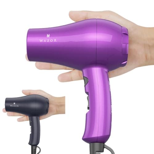 Mini Lightweight Hair Dryer for Pour Painting & RV Compact Travel Blow Dryer for Kids 1000W Ionic Dryer with Concentrator, Cool Shot Button