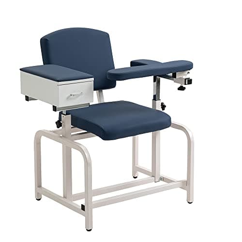 Medycare Lab Draw Chair Phlebotomy with Padded Flip Arm and Drawer (Blue)
