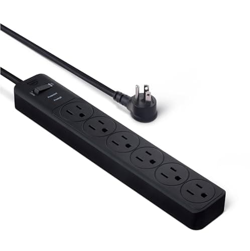 Amazon Basics Surge Protector Power Strip, 6-Outlet, 790 Joules, 6ft Extension Cord, Black, LED Indicator