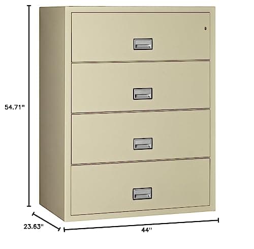 Phoenix Safe 44 inch Wide 4-Drawer Lateral Fireproof File Cabinet – Legal and Letter Size Filing – Key Lock – Water Resistant – Fire Safe and Impact Rated – Putty Finish – Model LAT4W44P 10