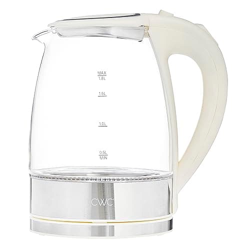 COOK WITH COLOR Electric Tea Kettle, 1.8L Cordless Hot Water Boiler, 1200W Rapid Boil, Auto Shutoff & Boil Dry Protection, BPA-Free, Sleek Countertop Design, Cream