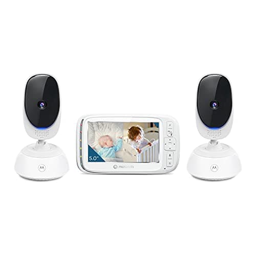 Motorola Nursery Video Baby Monitor with 2 Cameras, 5" Screen, 2-Way Audio, Night Vision, Temperature Sensor, No WiFi,1000ft Range, Lullabies, VM75-2