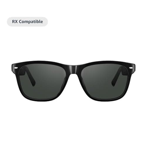Amazon Echo Frames (newest model), Smart glasses, Designed for Alexa+, Square frames in Classic Black with polarized sunglass lenses