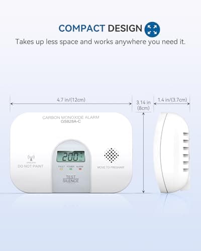 Siterwell Wireless Interconnected Carbon Monoxide Detectors, Travel Carbon Monoxide Detector with LCD Digital Display and Sound Warning, ETL Listed, Portable Carbon Monoxide Detector for Home, 1-Pack 8