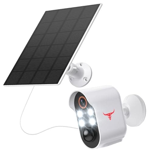 ALPHAPEACH 1080P Security Camera Wireless, Color Night Vision, Human Detection, Cloud Storage, 2-Way Audio, 2.4G WiFi, Live View, Indoor Outdoor Surveillance (4 Spotlights+Solar Panel)