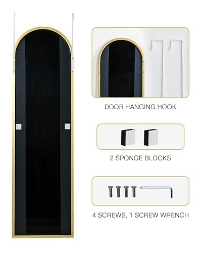 ITSRG Full Length Mirror Door Hanging, Door Mirror, Full Length Miiror, 48"x14" Bathroom Mirror, Long Mirror for Bedroom Living Room Locker Room (Gold) 5