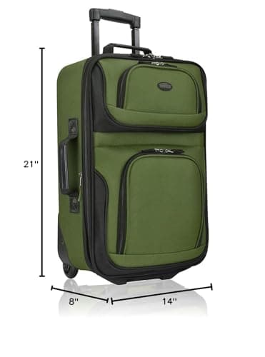 U.S. Traveler Rio Lightweight Softside Rolling Carry-on Suitcase, 2-Wheel Single, Green 8