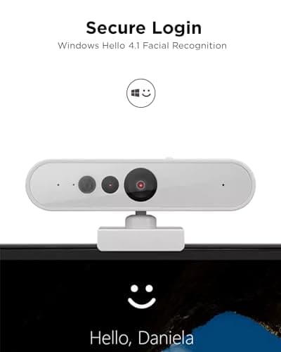 Lenovo HD 1080p Webcam (510 FHD) - Monitor Camera with 4X Digital Zoom, 95° Wide Angle, 360° Rotation Pan & Tilt - Desktop Cam with Dual Microphones & Windows Hello for Livestreaming & Conferences 6