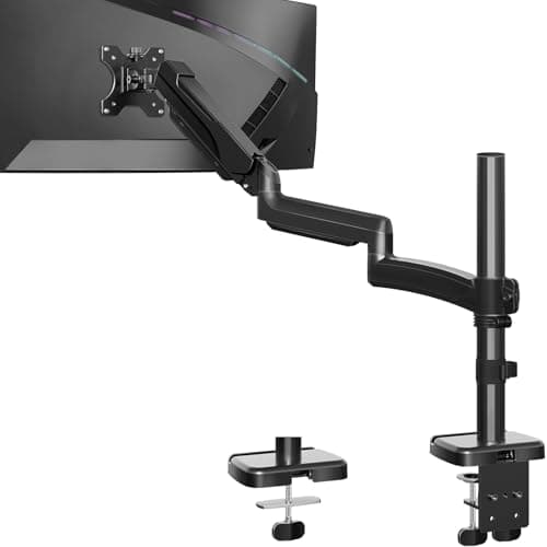 MOUNTUP 27 inch Extra Long Monitor Arm, Single Desk Mount for 22-32 inch, Tall Monitor Stand Holds 4.4-19.8lbs, Height Adjustable Monitors Stand for Desk with C-Clamp/Grommet Base, Black