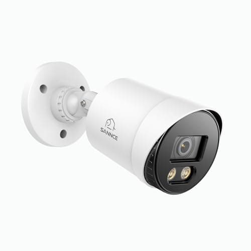 SANNCE Full Color Night Vision 1080P TVI Bullet Wired Security Camera,2 Warm Lights, IP66 Weatherproof for Indoor Outdoor Use, 100ft Clear Full Color Night Vision, Only a Camera, No Power Supply
