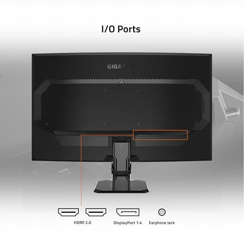 GIGABYTE GS27QC 27" 165Hz 1440P Curved Gaming Monitor, 2560 x 1440 VA 1500R Display, 1ms (MPRT) Response Time, HDR Ready, FreeSync Premium, 1x Display Port 1.4, 2X HDMI 2.0,Black 4