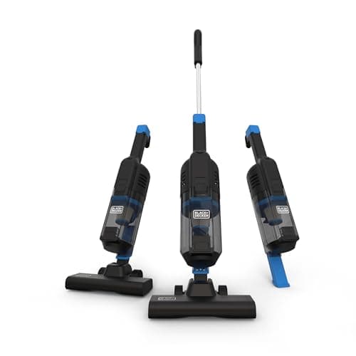 BLACK+DECKER Powerseries Lite Corded 3 in 1 Stick Vacuum, Upright to Hand-Vac Multi Surface, HEPA Filtration, Powerful 12k Pa, Ideal for Hard Floor, Low Carpet, Pet Hair Home & Office use, Black