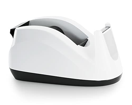 BeeChamp Heavy Base Nonskid Desk Tape Dispenser One-Hand Dispensing (White)