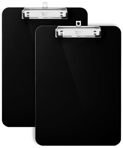Mr. Pen- Plastic Clipboard, 12.5" x 9", 2 Pack, Black Clipboard Plastic, Low-Profile Metal Clip with Retractable Hanging Hole