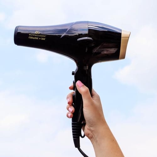 Olivia Garden 1875W Ceramic + Ion Professional Hair Dryer for Men and Women - Fast Drying Blow Dryer - Powerful Ionic Generator - 3 Heat Settings - with 2 Nozzles and Storage Bag - (Black/Gold) 7